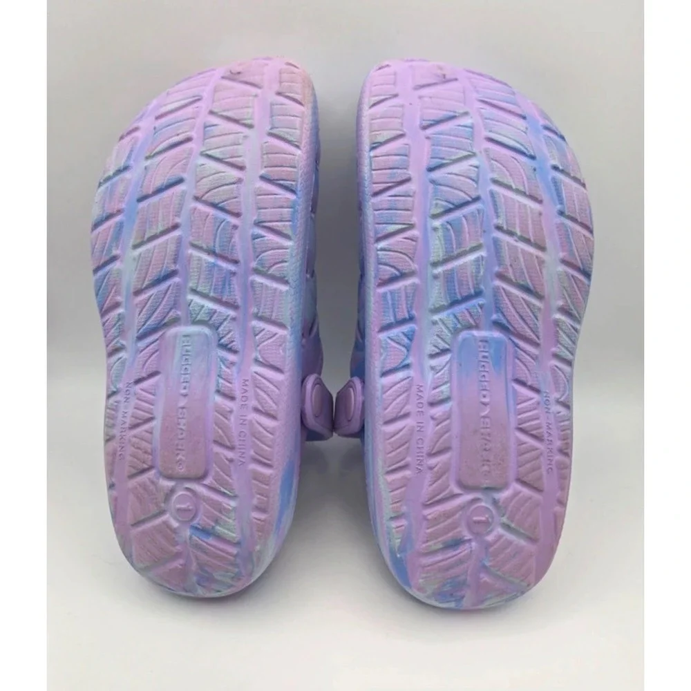 Rugged Shark Kids EVA Clog Purple Blue Marble Swirl Water Shoe Size 9